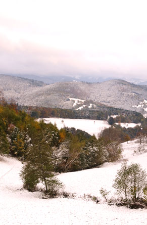 Vue du gîte - Premières neiges 
Photo : Tom TEPPE